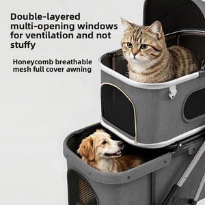 Poussette pliable légère en alliage d'aluminium pour animaux de compagnie, best-seller transfrontalier, pour chiens et chats, utilisation extérieure - Vente en gros disponible - Product Image 3
