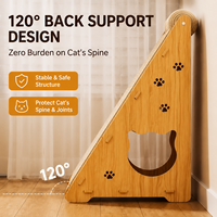 Griffoir pour chat en sisal en forme de L avec maisonnette cachette, jouet interactif avec balle, meuble griffoir en bois pour chat d'intérieur