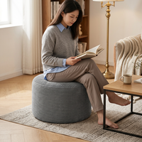 Pouf Ottoman Rond en Éponge Broyée, Emballage Sous Vide, Logo Personnalisé, Repose-Pieds pour Salon, OEM ODM Vente en Gros
