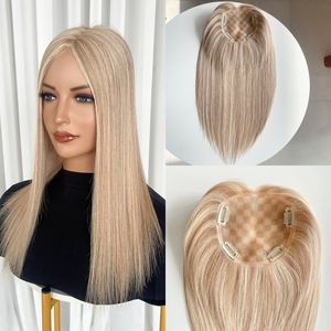 Extensiones de Cabello Humano Ruso Virgen con Reflejos Rubios Miel, Base MONO Invisible 5x5, Pieza de Cabello con Cutícula Completa para Mujer - Product Image 1