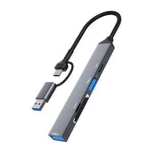 5in1 Type-c/USB多功能扩展坞USB3.0接口一对三读卡器SD/TF集线器