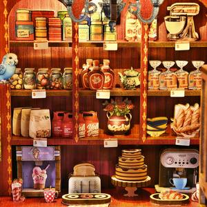 2025 nouveau doux temps KT03 bricolage Miniature 3D MDF Puzzle livre coin avec interrupteur tactile LED écologique maison de poupée jouet cadeau - Product Image 3