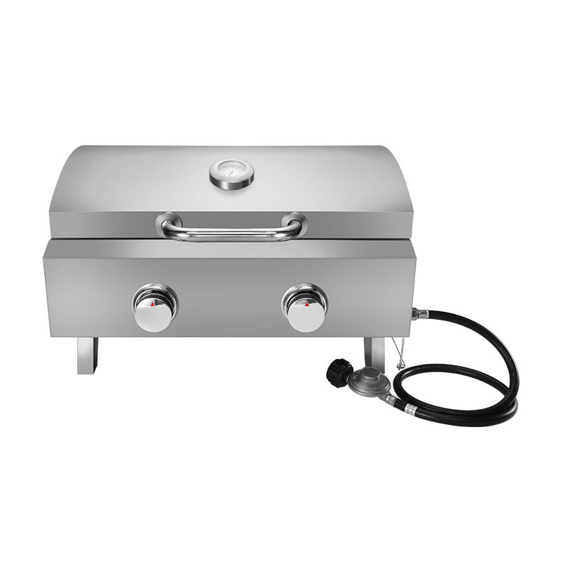 Rvs 2 Brander Tafelblad Draagbare Natuurlijke Gas Grill Bbq Commerciële Voor Koken