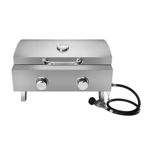 Stainless Steel 2 burner tabletop portable natural gas grill bbq commercial for cooking