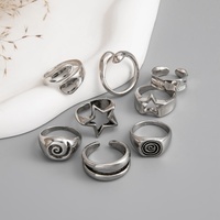 Ensemble de bagues empilables spirales étoiles creuses style punk métal pour femme, accessoires de mode Y2K, bijoux fantaisie, cadeau