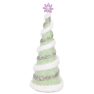 Ivory Felt Petal Layered Tabletop <b>Christmas</b> <b>Cone</b> <b>Tree</b> Glitter Dipped Winter Wonderland Wedding Decor - Product Image 3