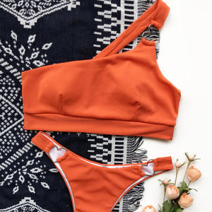 Luxury Rib Swimwear Womens Heart Meta Llic One Shoulder <strong>Swimsuits</strong> 18 Year <strong>Old</strong> Girl in Bikini &amp; Beachwear Two Piece Swimming Suit - Product Image 6