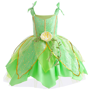 Disfraz de Princesa Tiana de Disney para Niñas, Disfraz de Halloween de Poliéster, Vestido de Cosplay de TV y Películas, Vestido de Fiesta de Campanita - Product Image 1