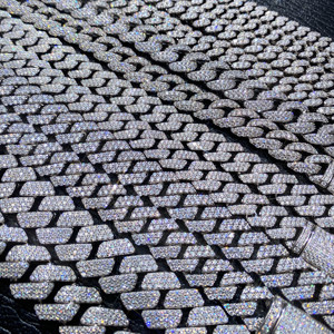 สร้อยข้อมือคิวบันเงินแท้ 925 ขนาด 24 นิ้ว กว้าง 10 มม. ประดับโมอิสซาไนต์ สร้อยคิวบันแบบโซ่  ของขวัญวันครบรอบสไตล์ฮิปฮอป สร้อยคิวบันลิงค์ - Product Image 4