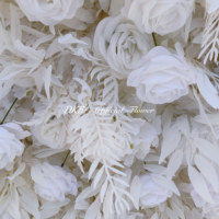 Harga Pabrik Grosir Murah 5D Roll up Silk White Rose Backdrop Dinding Bunga Dekorasi Latar Panggung Pernikahan