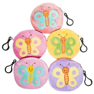 Sac à pièces de <span class=keywords><strong>bingo</strong></span> Manye en velours pelucheux, porte-monnaie de jeu avec motif papillon, forme ronde et cintre pour enfants et famille - Product Image 1