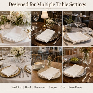 <span class=keywords><strong>Serviettes</strong></span> <span class=keywords><strong>de</strong></span> <span class=keywords><strong>Table</strong></span> en Lin Brodés à la Main pour Mariage, Bord Festonné, Point <span class=keywords><strong>de</strong></span> Jour, Broderie Monogramme Personnalisée avec Logo - Product Image 2