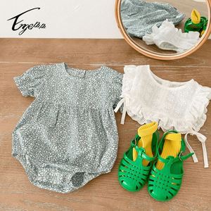Baju Musim Panas Bayi Baru Lahir Pakaian Bayi Perempuan Motif Bunga Romper Lengan Pendek Set Pakaian Bayi - Product Image 4