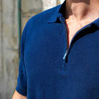 Pull d'été respirant personnalisé OEM & ODM Pull à demi fermeture éclair Pull polo tricoté bleu Pull T-shirts Pull pour hommes