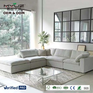 Divano <span class=keywords><strong>Componibile</strong></span> MYUZ OEM per <span class=keywords><strong>Soggiorno</strong></span>, Arredamento Francese, Seduta Profonda, Stile Nordico Moderno, Set di Divani Modulari Bianchi - Product Image 1
