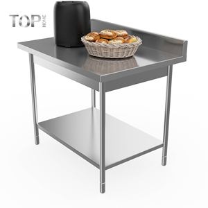 2025 yeni fabrika toptan paslanmaz çelik 201/304 çalışma masası 100mm Backsplash çift raf 300 kg/m yük ticari mutfak - Product Image 6