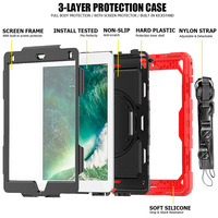 Résistant aux chocs 360 degrés tourne-disque dragonne béquille Silicone antichoc couverture arrière étui pour tablette pour iPad 9.7 Air 2