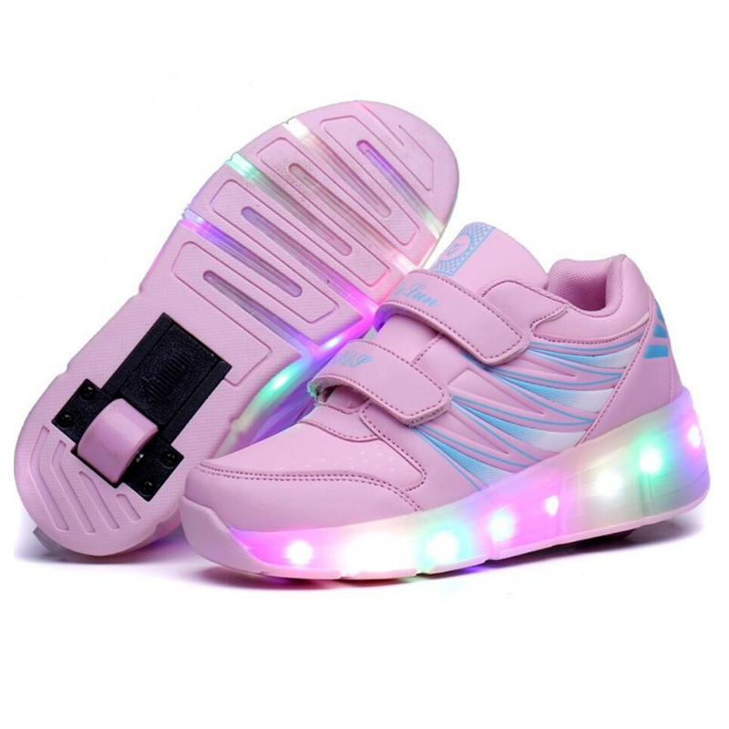 Детский комплект из двух колеса роликовые коньки колеса usb-портами и светодиодным индикатором зарядки; Для мальчиков и девочек с подсветкой; Светящаяся обувь со светодиодной подсветкой с подсветкой кроссовки