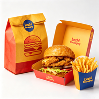 Boîte à hamburger personnalisée en papier kraft écologique Lezhi, boîte à emporter pour poulet frit, frites à emporter, emballage pour restauration rapide