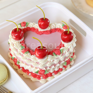 Vintage Heart Shaped Cherry Cake Model Plastic Jewelry <b>Box</b> Eco-Friendly Retro Pink Cream <b>Trinket</b> Storage Cute Kawaii Girls Desk - Product Image 2