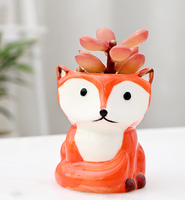 6 Pots à Plantes Aériennes en Forme de Dessin Animé, Petits Pots à Succulentes, Jardinières Animaux Mignons en Céramique Émaillée avec Drainage, Mini Jardin d'Intérieur