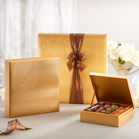 Boîte à chocolat de luxe dorée pour l'Aïd Moubarak et le Ramadan, vide, pour dattes du Ramadan, emballage alimentaire, avec lamination mate, gaufrage et revêtement UV
