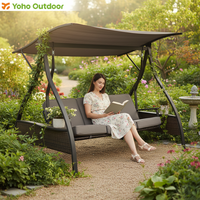 YOHO OEM Fauteuil suspendu d'extérieur en acier au design moderne pour adultes et enfants, balançoire de patio avec auvent