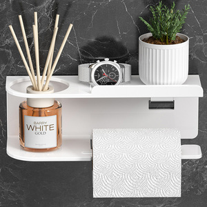 <span class=keywords><strong>Porte</strong></span>-rouleau de papier toilette <span class=keywords><strong>mural</strong></span> moderne <span class=keywords><strong>et</strong></span> écologique avec diffuseur d'arômes <span class=keywords><strong>et</strong></span> support pour téléphone pour l'organisation de la salle de bain - Product Image 1