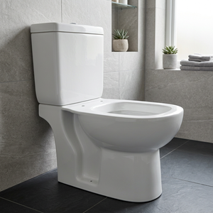 โถสุขภัณฑ์เซรามิกแบบสองชิ้น ระบบ S-Trap แบบ Dual Flush พร้อมฝารองนั่งไม้ - Product Image 3