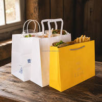 Livraison de plats à emporter personnalisée avec poignées pour restaurant, café, boulangerie, respectueuse de l'environnement
