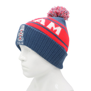 Gorro de Punto Acrílico 100% de Buena Calidad con Logotipo Bordado Personalizado, Gorros con Pompón, Cálidos, Transpirables y de Alta Elasticidad - Product Image 2