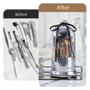 Mini Makeup <b>Brush</b> Storage Box With 360 Degree Rotation And <b>Dust</b> Cover For Cosmetic Organizers - Product Image 2