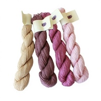 Fil à dentelle en rayonne/soie mélangée, teint par sections, haute ténacité, teint à la main, dégradé, à torsion forte, fil à tricoter texturé, textile