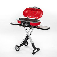 Gril à gaz pliant noir moderne de BBQ de camping Équipement de cuisson au propane extérieur Valise en fer enduit de poudre pour le camping