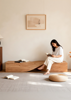 Banc en bois massif personnalisable pour salon de thé, café, centre commercial, hôtel, maison d'hôtes – Design minimaliste et moderne