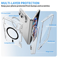 JUNBO Étui pour iPhone Duo Fold, aimant renforcé avec coque transparente magnétique sans fil, étui pour téléphone Surface Duo