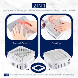 Aspirateur de poussière professionnel intégré pour ongles, collecteur de poussière de bureau pour manucure, ventilateur d'extraction avec filtre pour ongles en gel - Product Image 2