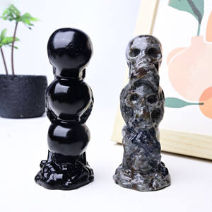 Oferta Especial: Tallados Artesanales de Obsidiana Negra de Alta Calidad con Tres Calaveras para Decoración y Regalos - Product Image 3