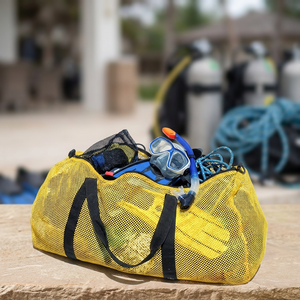 Grand sac de plongée en filet pliable, sac de sport en filet robuste pour le stockage d'équipement de plongée, de snorkeling et de pêche sous-marine - Product Image 1