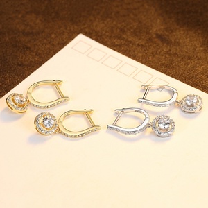 S925 Silver Stud <b>Earrings</b> Zircon Women's Engagement Wedding Party Gift-European American Style Rhodium Plated - Product Image 3