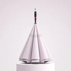 Yeni tasarım güvenli rüzgar geçirmez çift katmanlı ters şemsiye katlanabilir geri dönüşümlü otomatik şemsiye tipi ayakta şemsiye