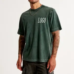 Premium Plain Hip Hop Baggy Baumwolle Stein gewaschen Kleidungs stück gefärbt leer benutzer definierte Logo Sun Faded Slim Fit Vintage Wash T-Shirt