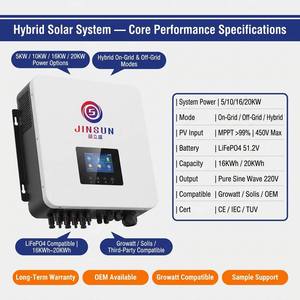 Sistema Híbrido de Almacenamiento de Energía Solar 5KW 10KW 16KW 20KW Conectado a la Red y Fuera de la Red para el Hogar LiFePO4 16KWh 20KWh Compatible con Growatt <span class=keywords><strong>Solis</strong></span> OEM CE - Product Image 3