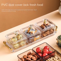 Plateau à fruits moderne pour bar KTV, plateau à thé en verre pour collations, fruits secs, bonbons, durable, multifonctionnel, avec couvercle à 2-6 compartiments, pour la maison