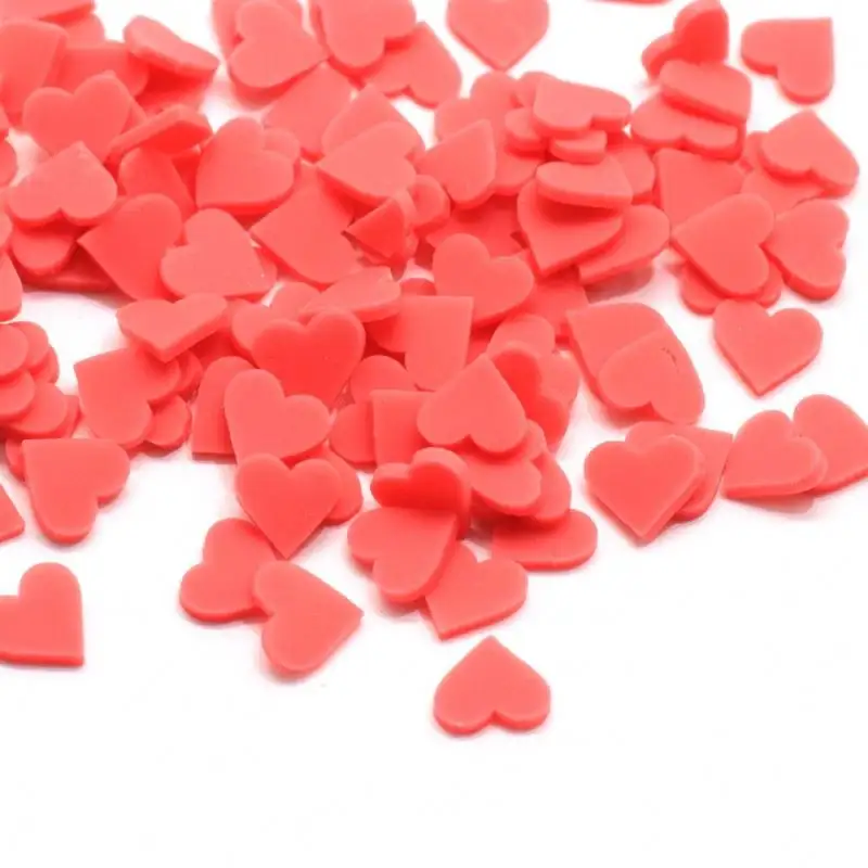 500グラム/バッグLovely Red Polymer Clay Heart Sprinkles Assorted 3D Red Heart Nail Art Slices 8*8MM Valentines Day Red Heart Sprinkles