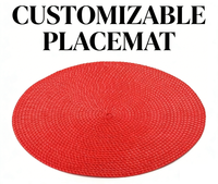 Ensemble de 4 dessous-de-plat et sous-verres ronds tissés personnalisés de haute qualité, recyclables, classiques, écologiques, multi-tailles et colorés en PP