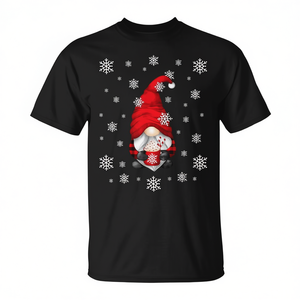 T-shirt de Noël mignon avec gnome et tasse de chocolat chaud pour femme - Product Image 2