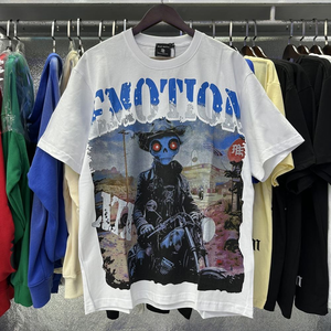 Nuova <span class=keywords><strong>Serie</strong></span> di T-Shirt Unisex Hip Hop in Cotone 100% Pesante, Stile Streetwear Vintage con Lavaggio Sbiancato e Motivo 3D Ecologico - Product Image 3