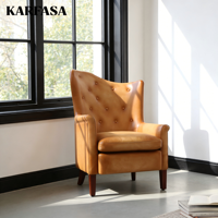 Canapé individuel carré vintage en cuir moderne confortable, salon, hôtel, luxe, mobilier léger pour la maison, personnalisable