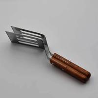 Spatule de cuisine en acier inoxydable avec manche en bois, en stock chez les fabricants, pour plancha, pelle à pizza, retourneur à crêpes et steaks, Jianbing